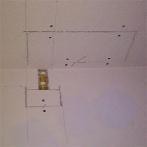 Patched drywall on ceiling